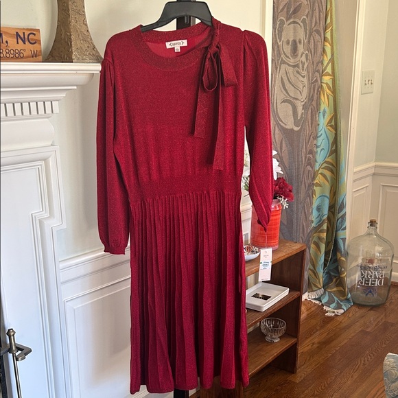 Nanette Lepore Dresses & Skirts - Metallic Red Knit Sweater Midi Dress Size Large New With Tags